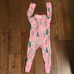 Little Sleepies Pink and Green Forest Footie